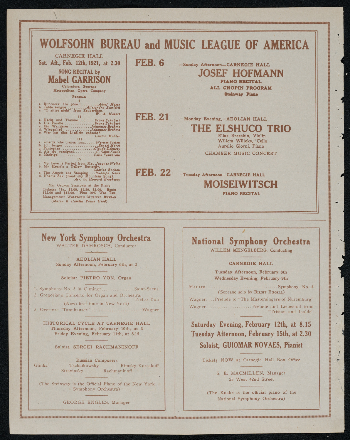 Detroit Symphony Orchestra, February 2, 1921, program page 8