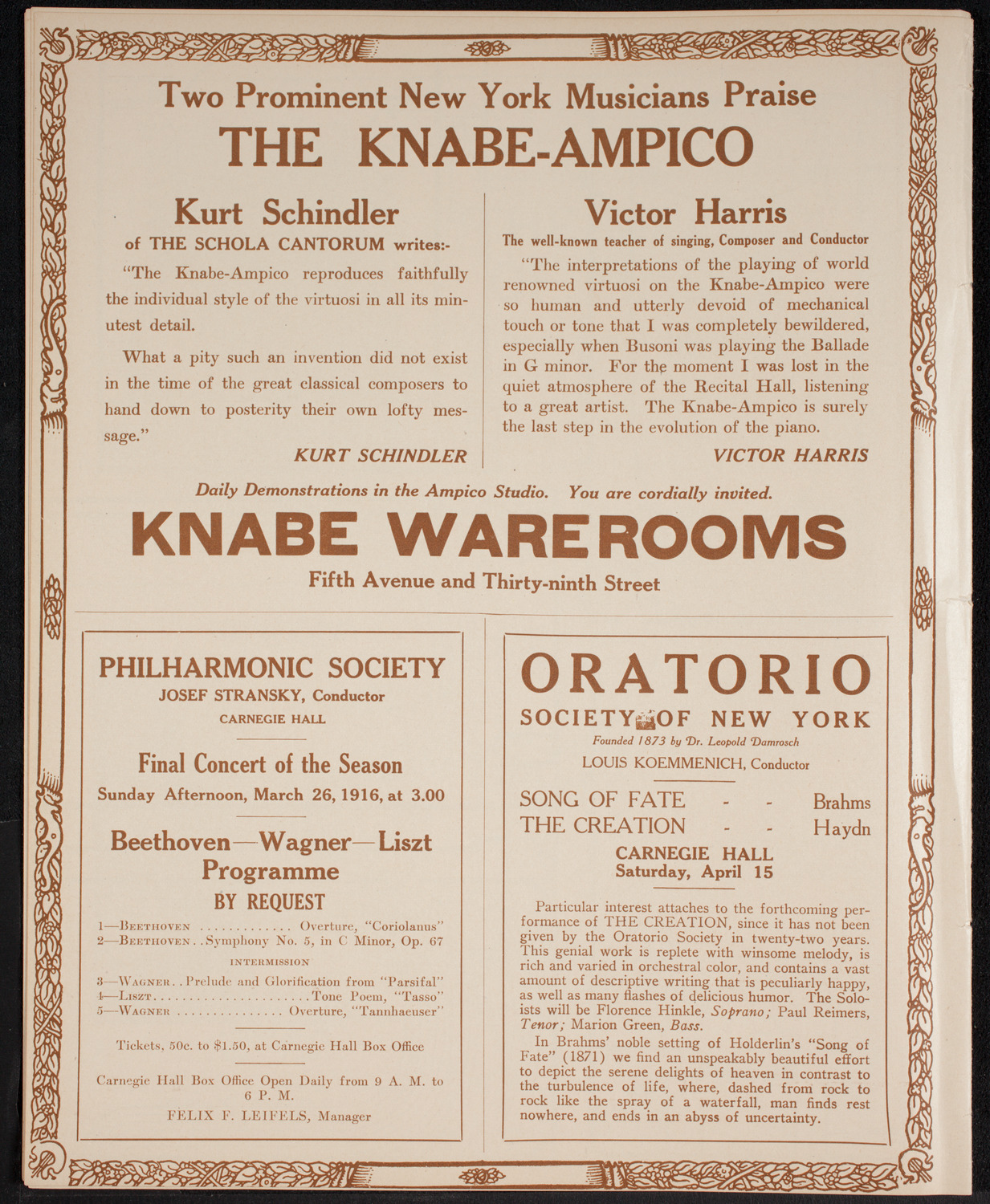 New York Philharmonic, March 24, 1916, program page 10