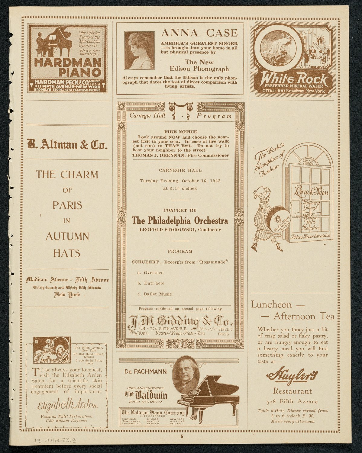 Philadelphia Orchestra, October 16, 1923, program page 5