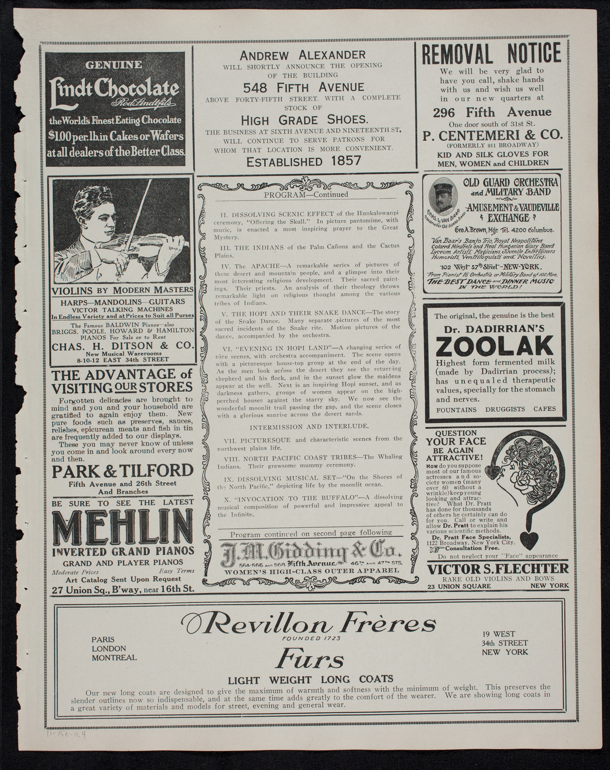 Edward S. Curtis: "The Story of a Vanishing Race", November 15, 1911, program page 7