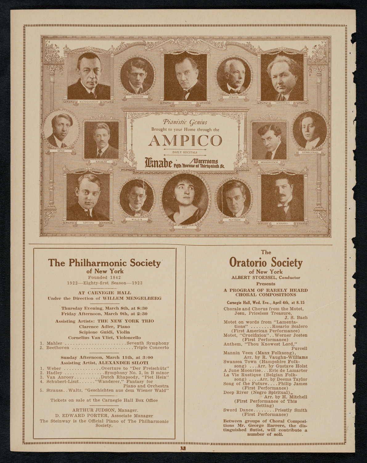 New York Symphony Orchestra, March 8, 1923, program page 12