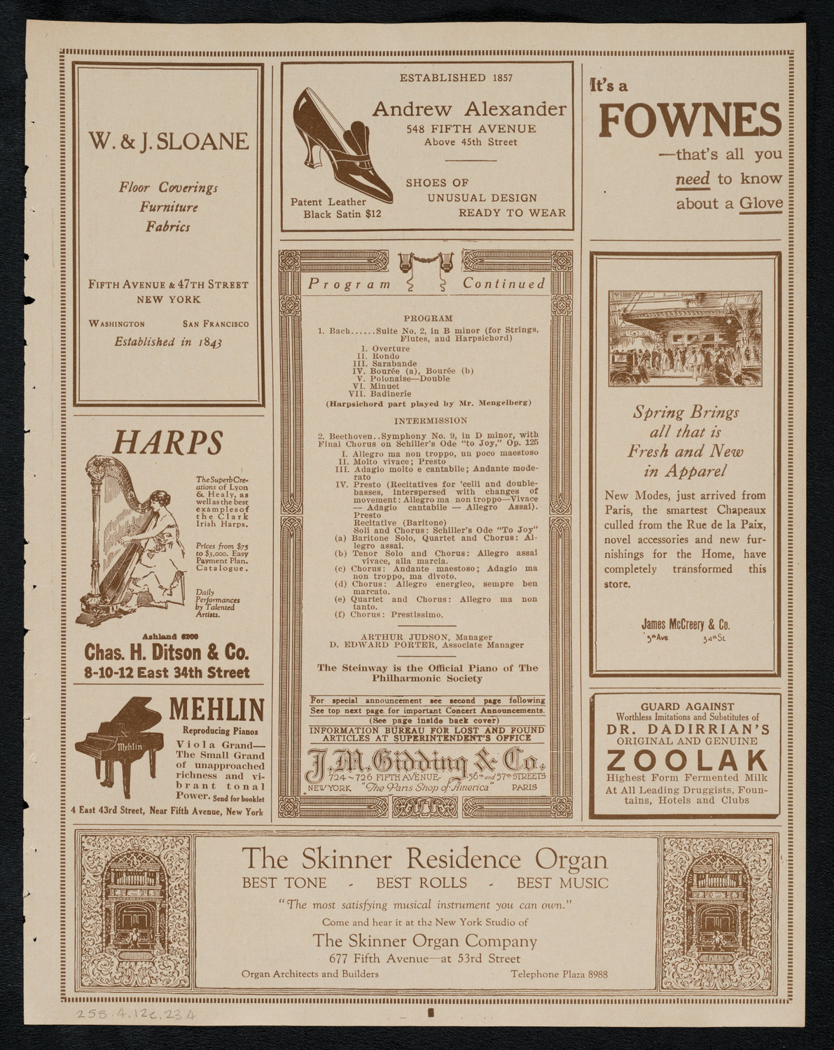 New York Philharmonic, April 12, 1923, program page 7