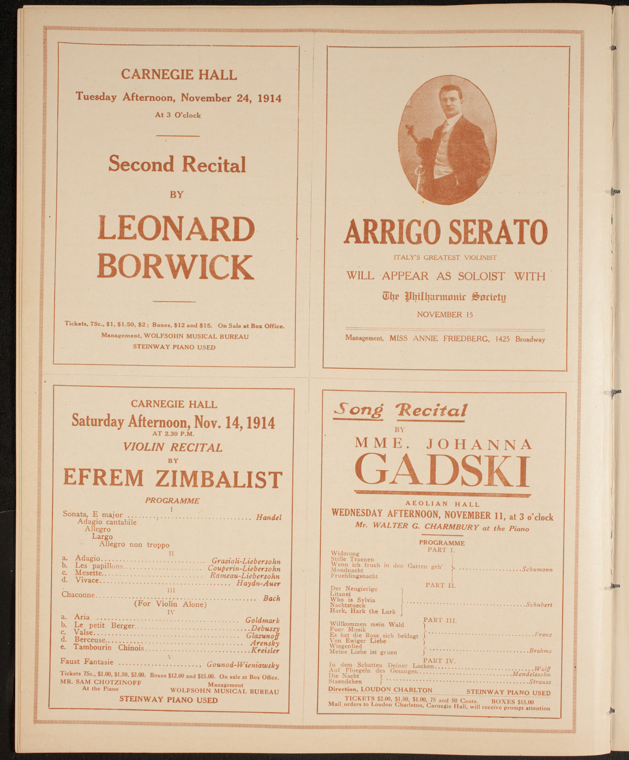 Elmendorf Lecture: Around the World Through the Panama Canal, November 8, 1914, program page 10
