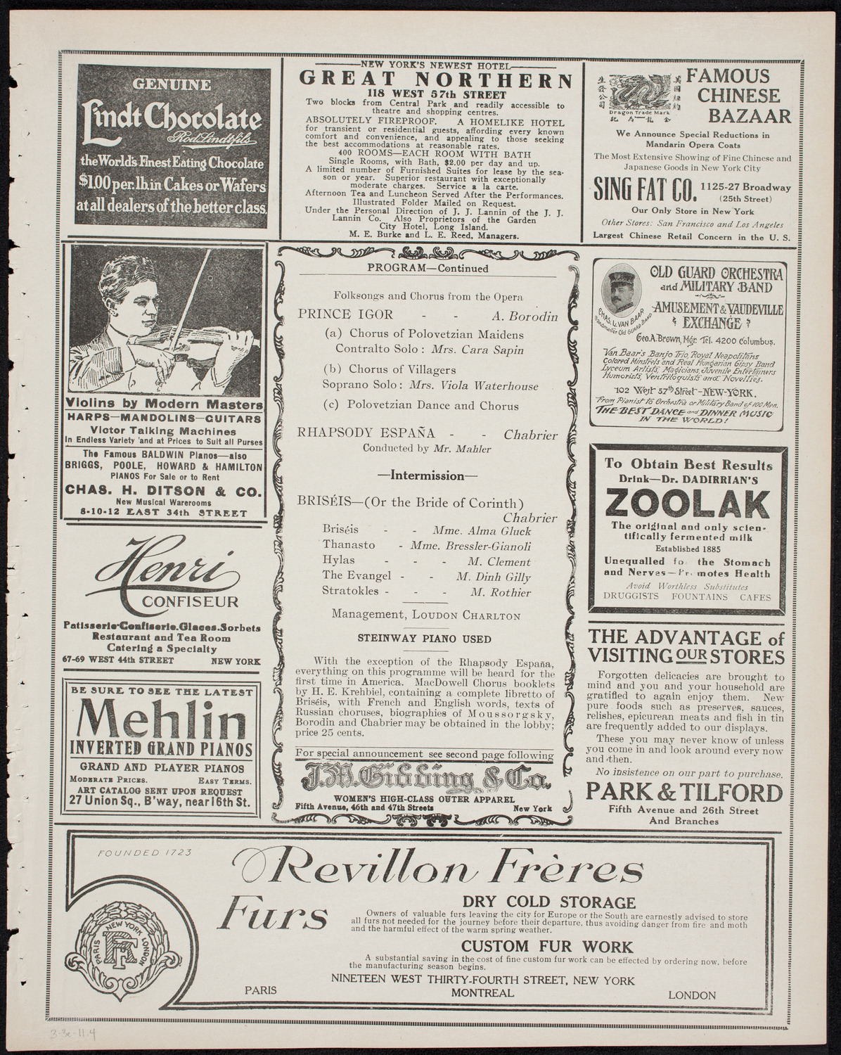 MacDowell Chorus, March 3, 1911, program page 7