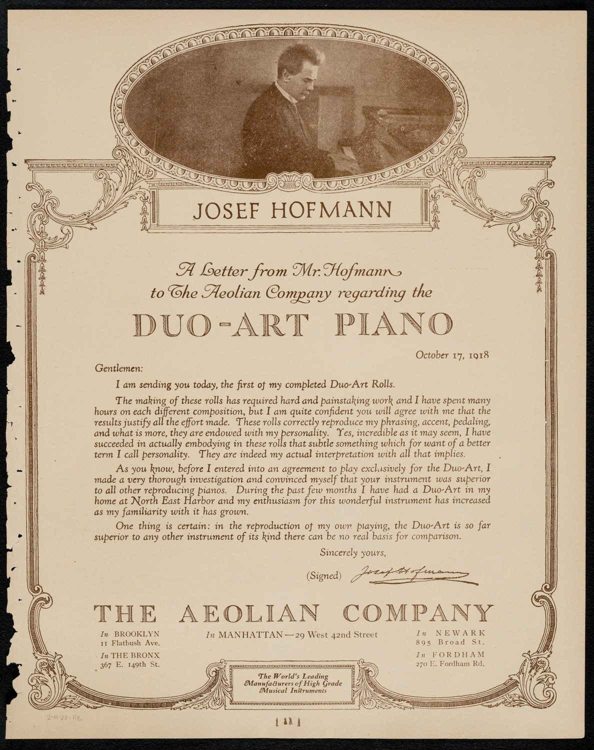 Don Rinardi Fuchs, Tenor, February 11, 1922, program page 11