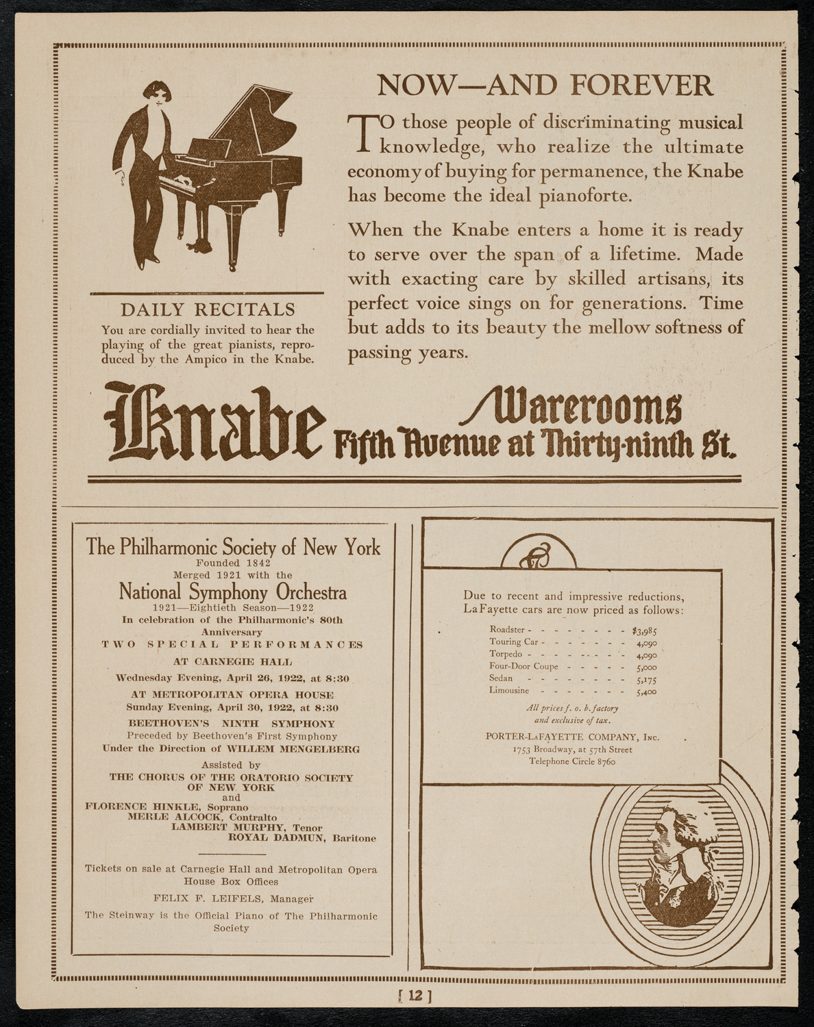 Elly Ney, Piano, April 11, 1922, program page 12