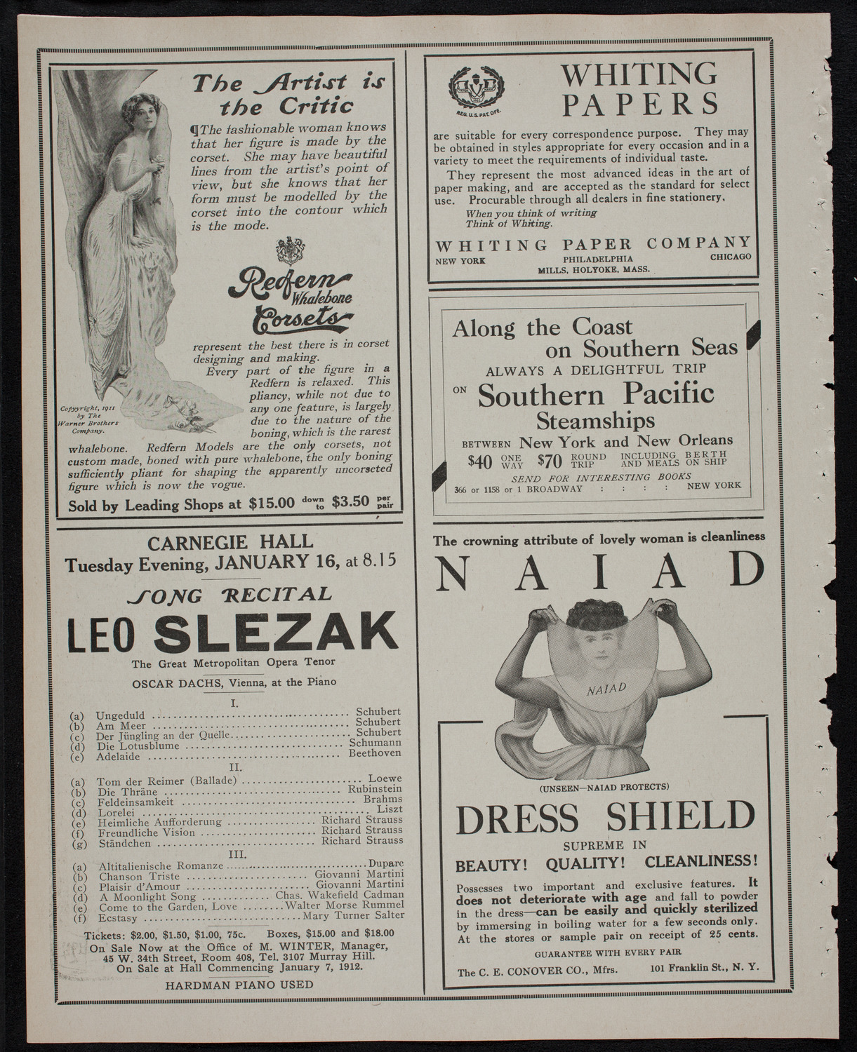 New York Philharmonic, December 28, 1911, program page 2