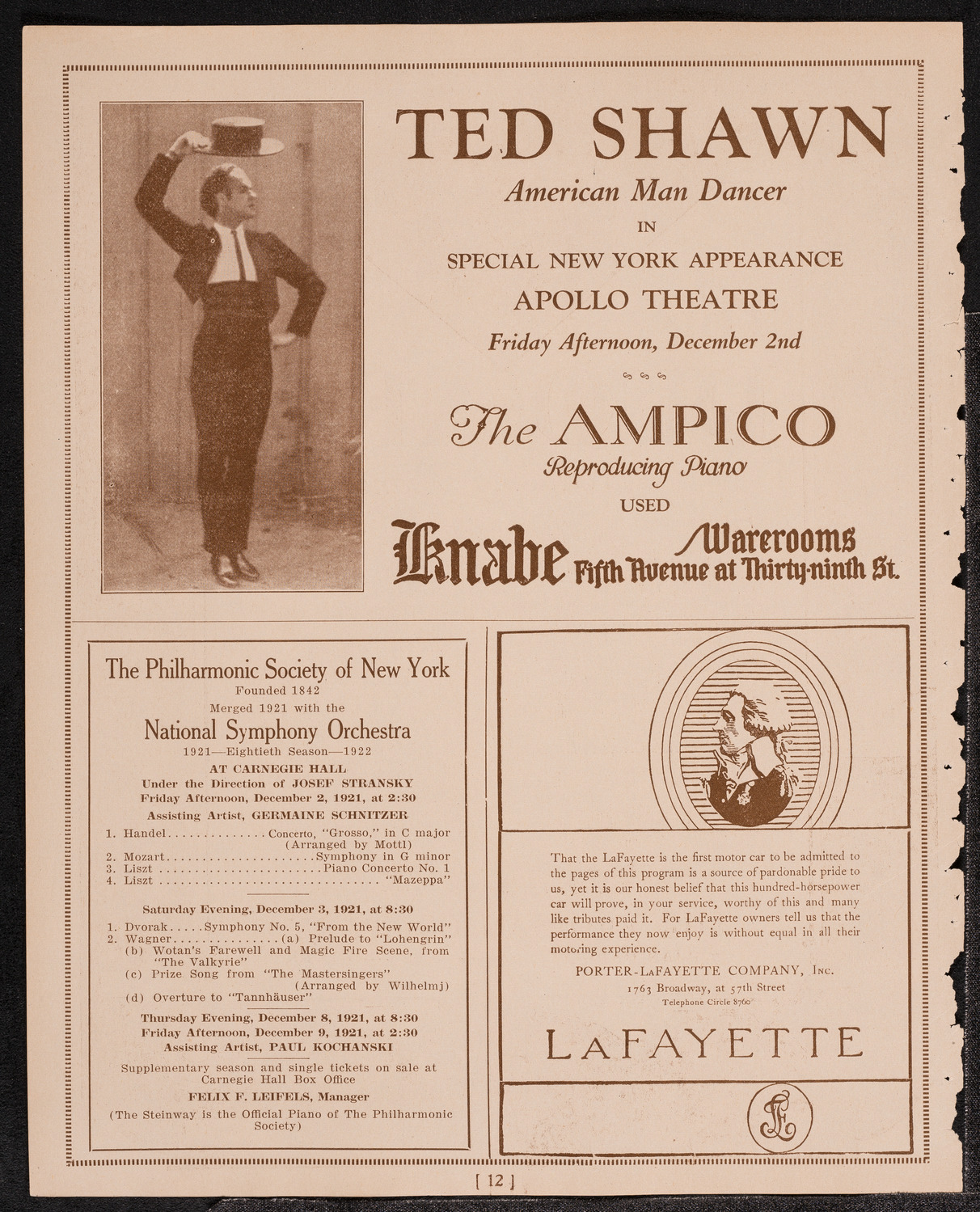Philadelphia Orchestra, November 29, 1921, program page 12