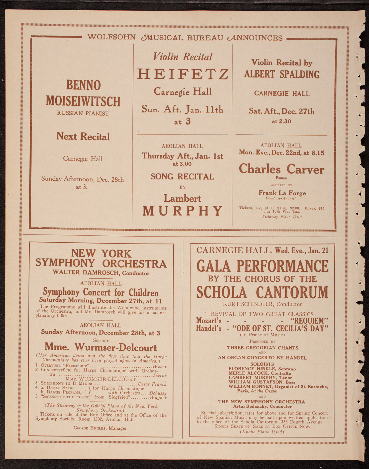 Sergei Rachmaninoff, Piano, December 21, 1919, program page 8