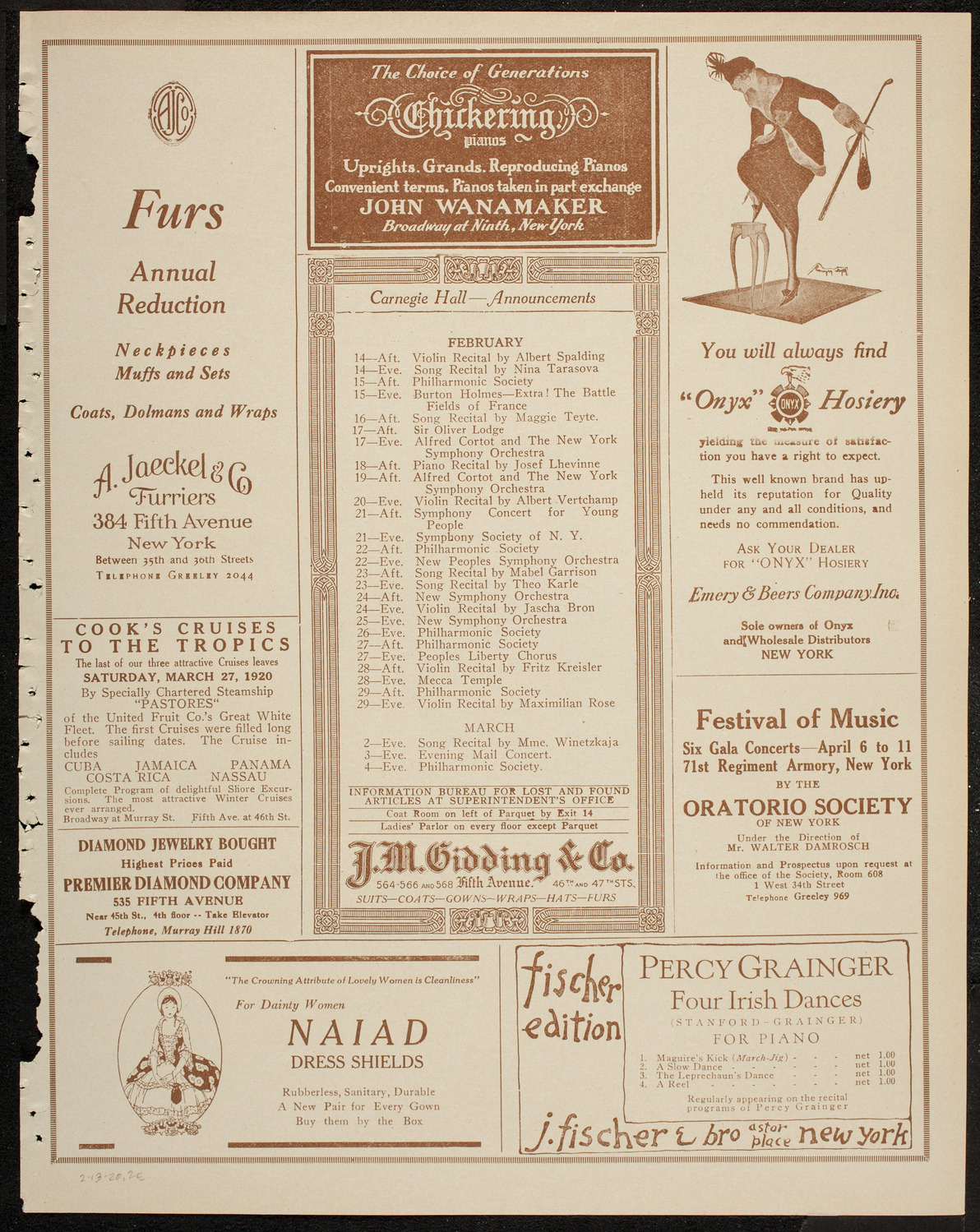 Fannie Bloomfield Zeisler, Piano, with Victor Herbert and His Orchestra, February 13, 1920, program page 3