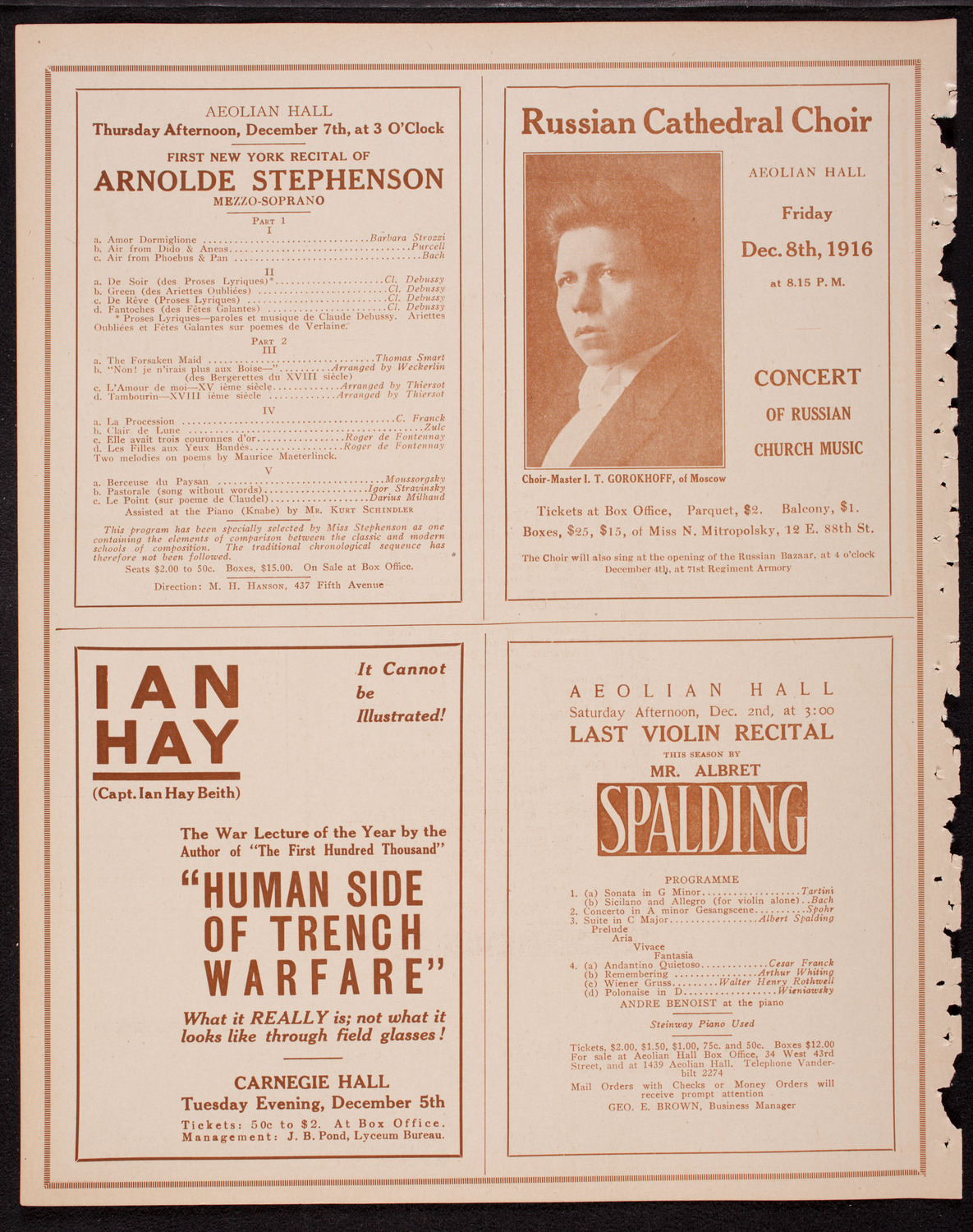 New York Philharmonic, December 3, 1916, program page 10