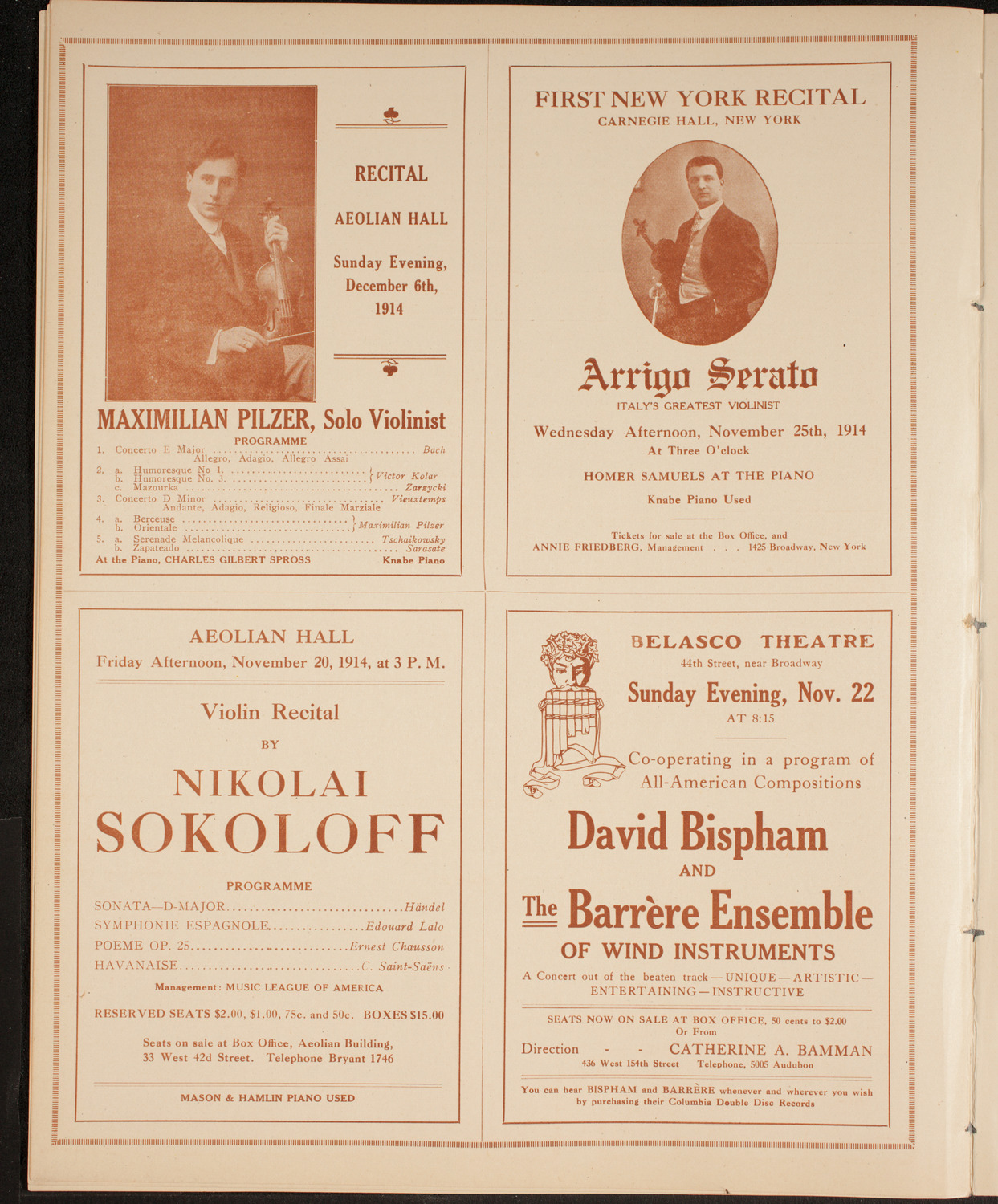 New York Philharmonic, November 15, 1914, program page 10