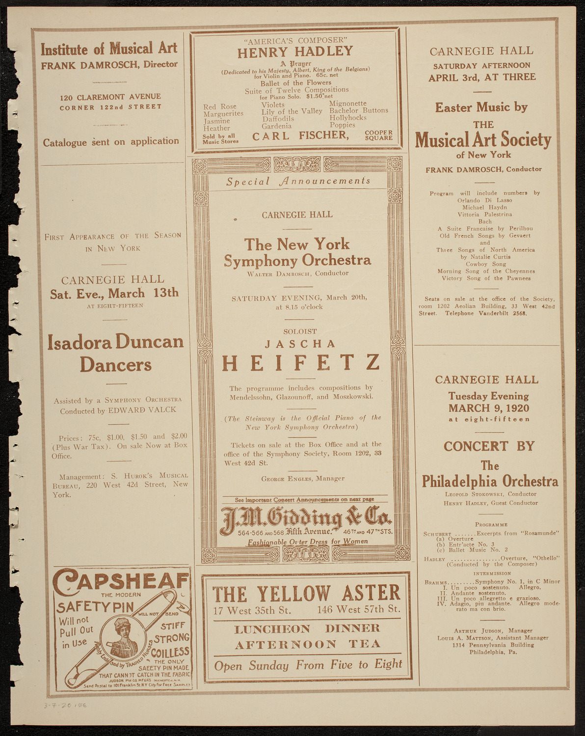 Bernard Woolff and Jean Barondess, March 7, 1920, program page 9