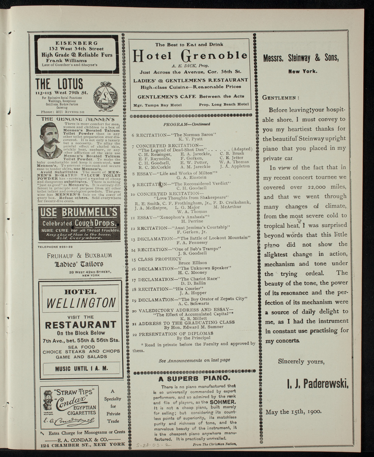 Graduation: Columbia Institute, May 29, 1903, program page 3