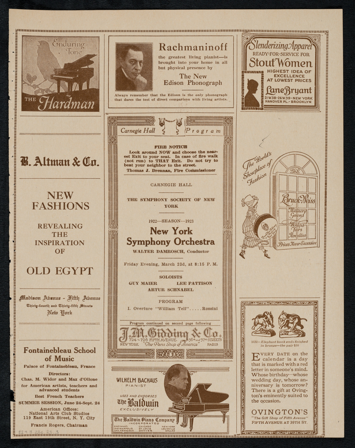 New York Symphony Orchestra, March 23, 1923, program page 5