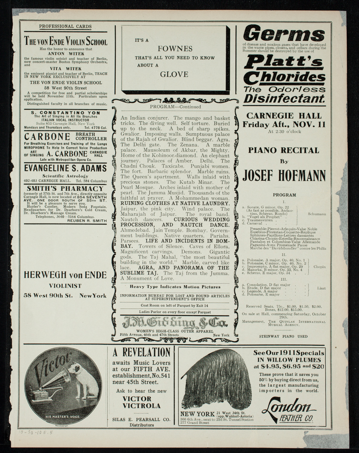 Newman's Illustrated Talks on Travel Topics, October 30, 1910, program page 9