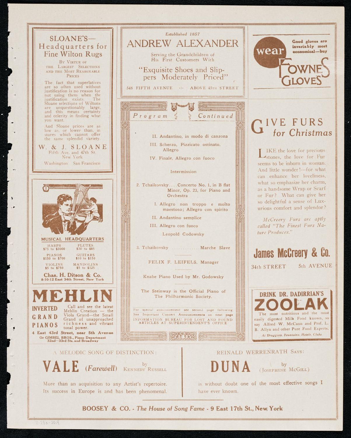 New York Philharmonic, November 28, 1920, program page 7