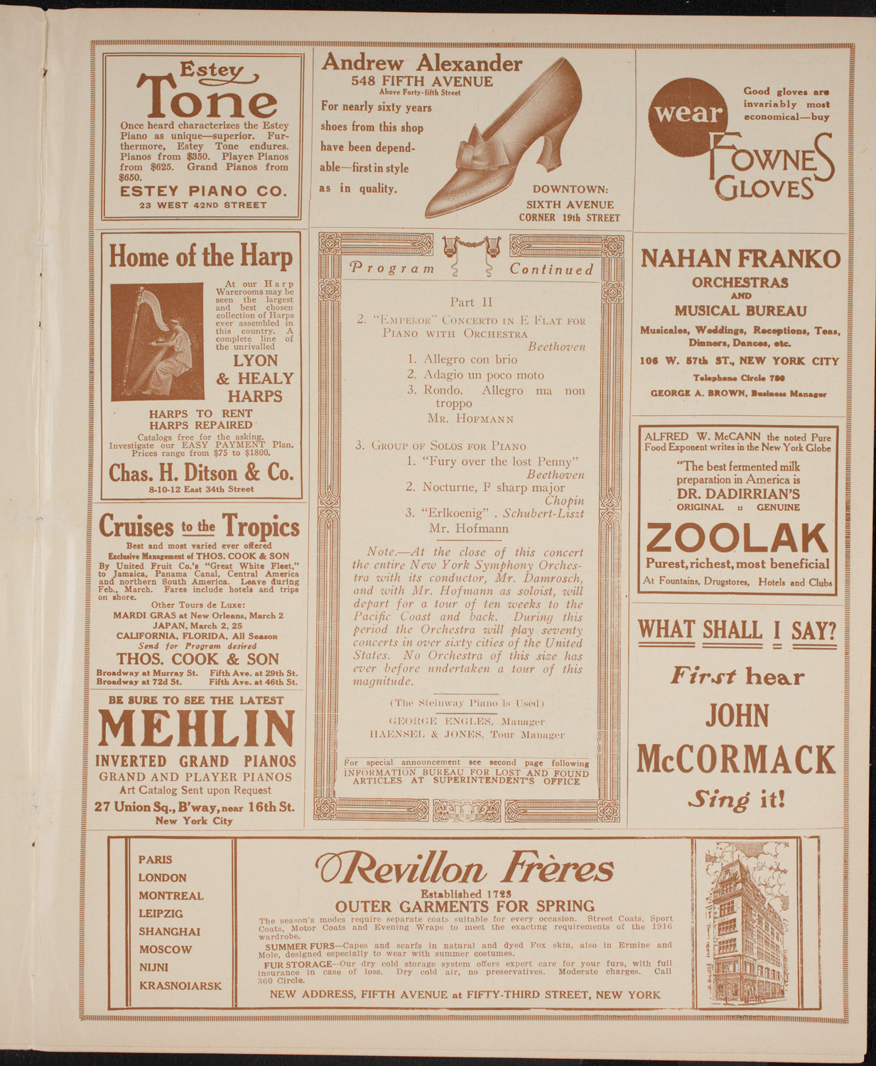 New York Symphony Orchestra, March 15, 1916, program page 7