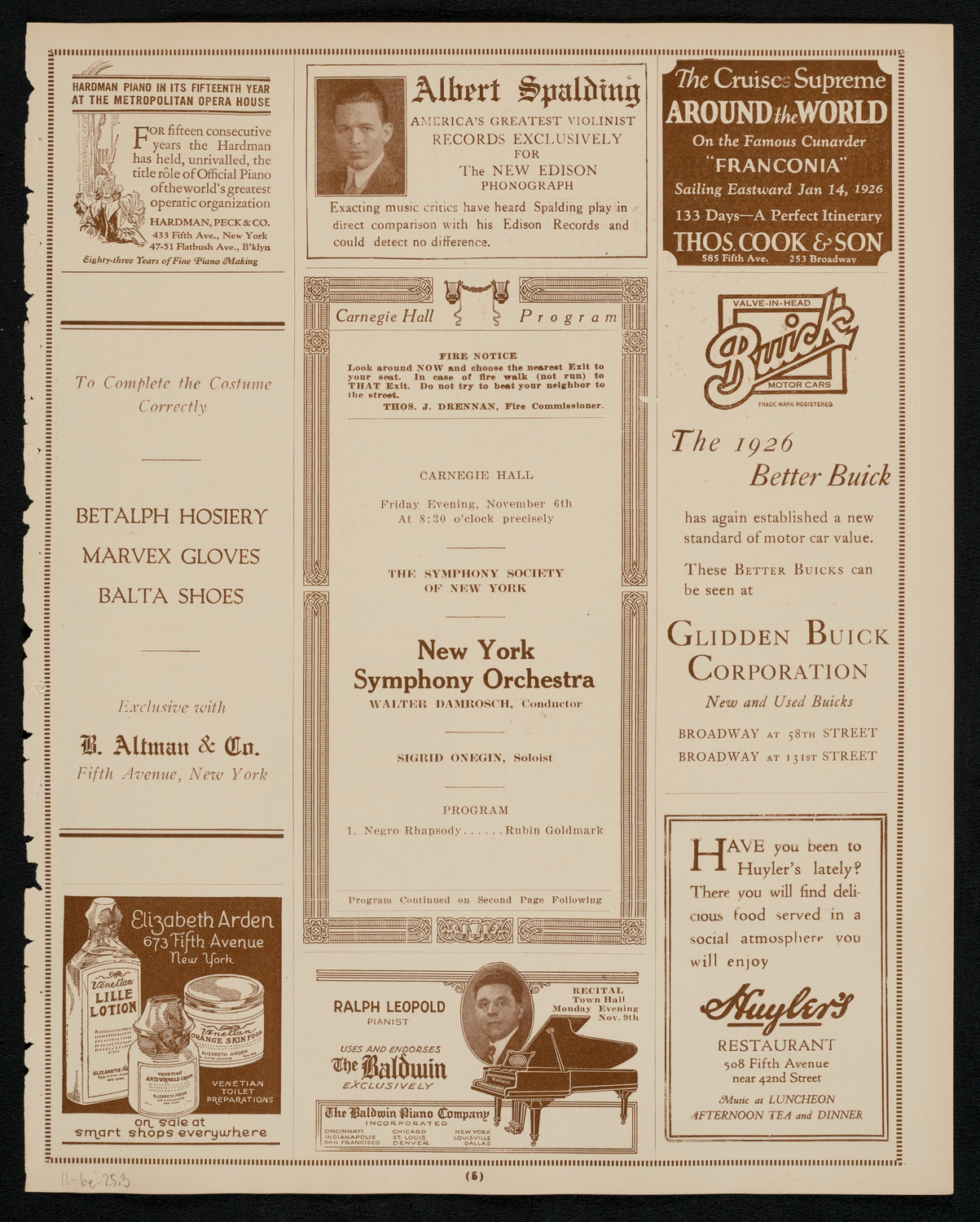 New York Symphony Orchestra, November 6, 1925, program page 5