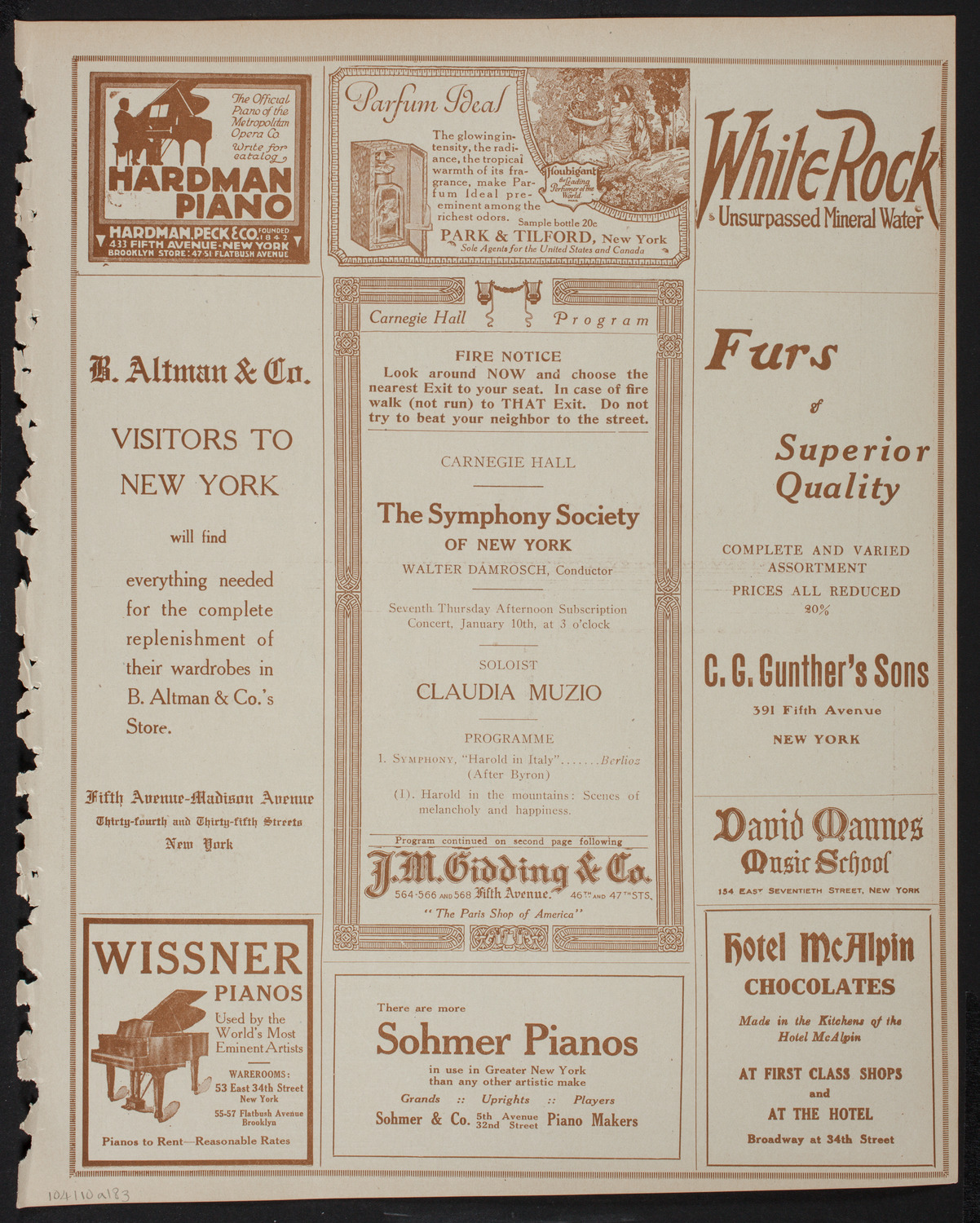 New York Symphony Orchestra, January 10, 1918, program page 5