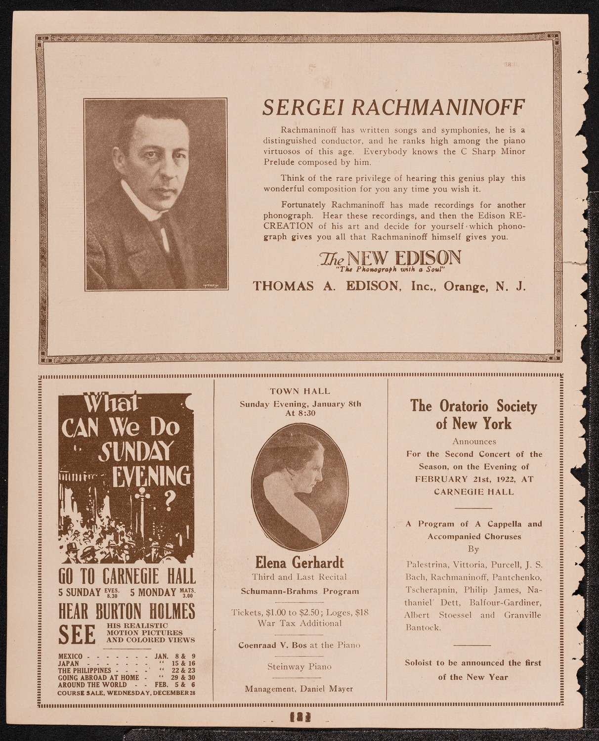 Oratorio Society of New York, December 28, 1921, program page 2