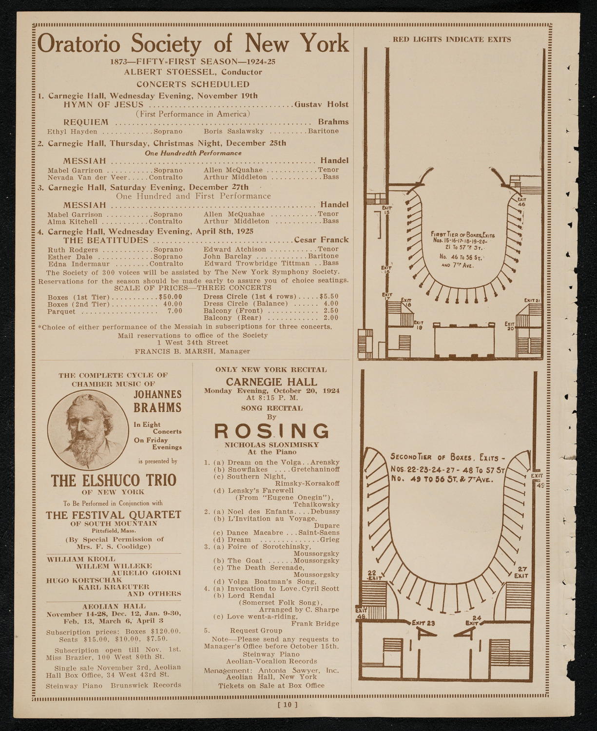 New York Philharmonic, October 17, 1924, program page 10