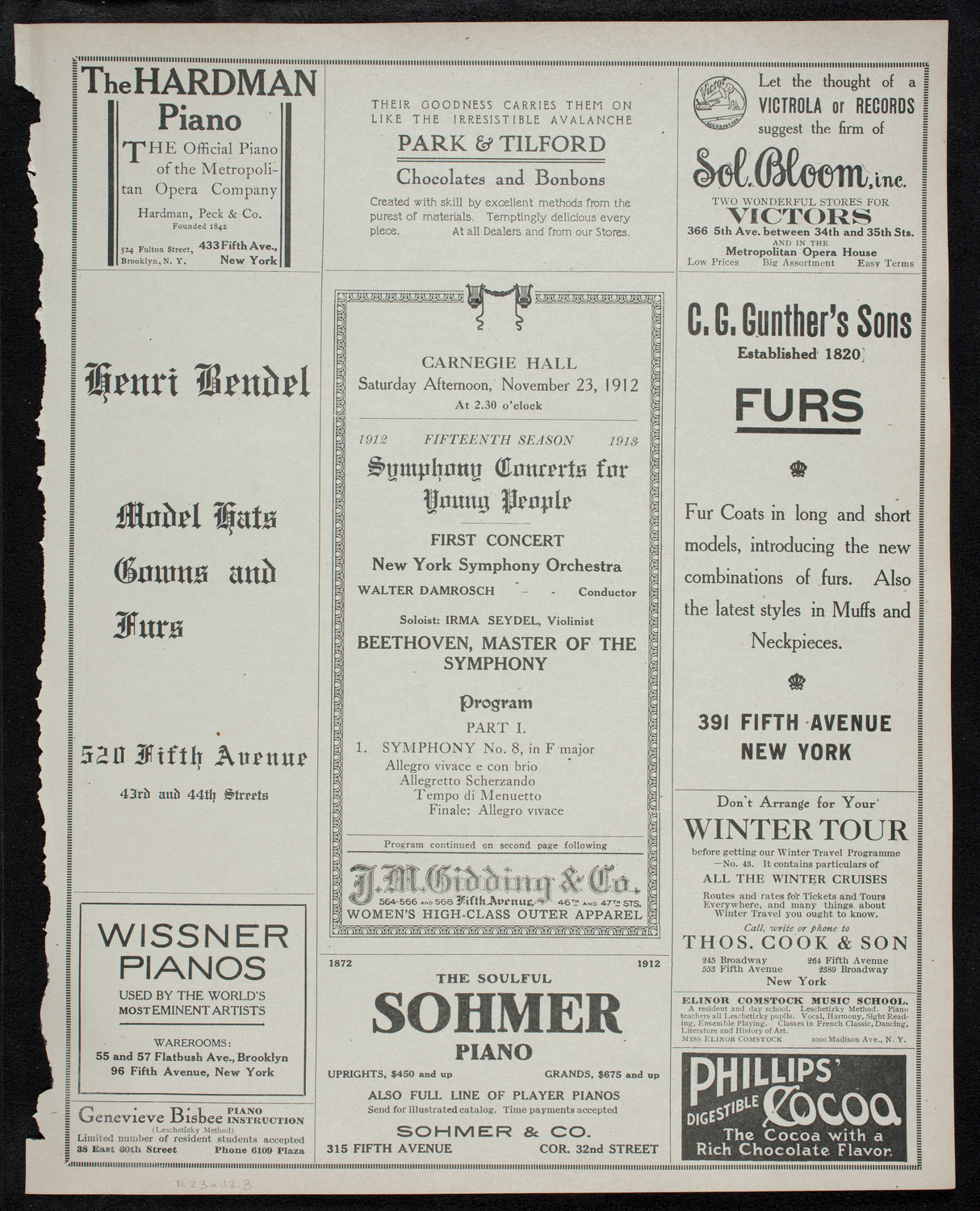 Symphony Concert for Young People, November 23, 1912, program page 5