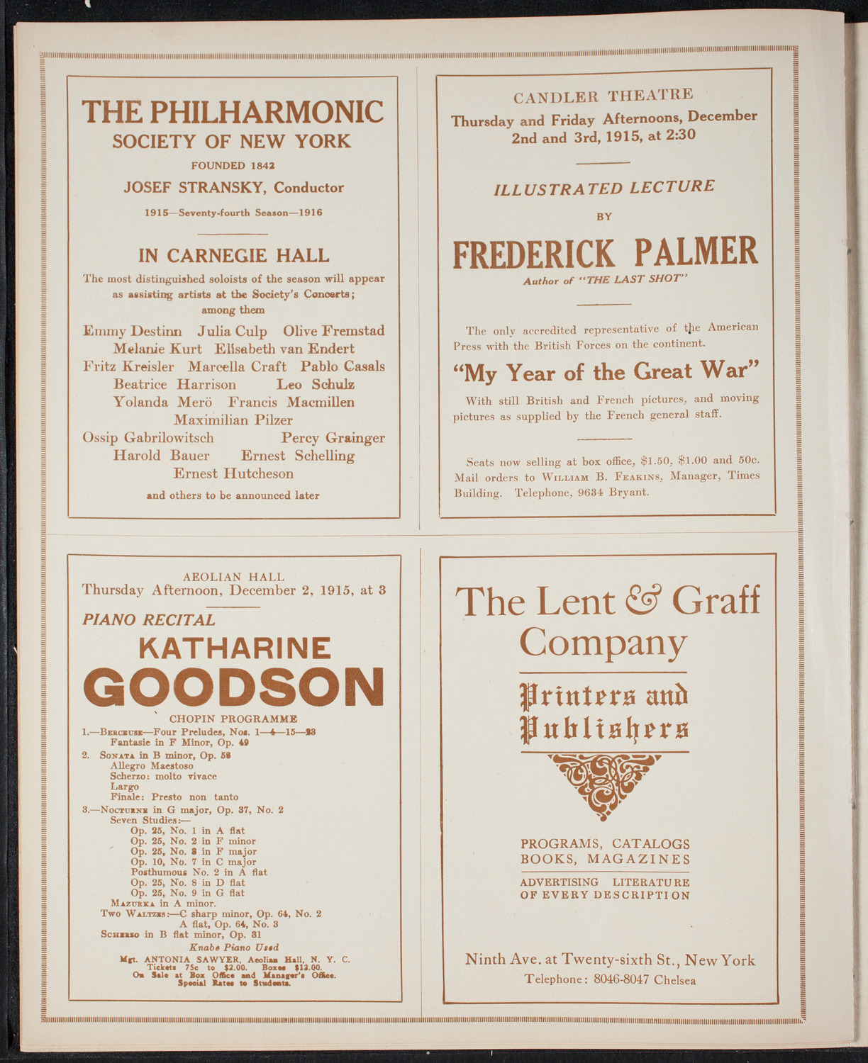 Elmendorf Lecture: Northern Italy, November 28, 1915, program page 10