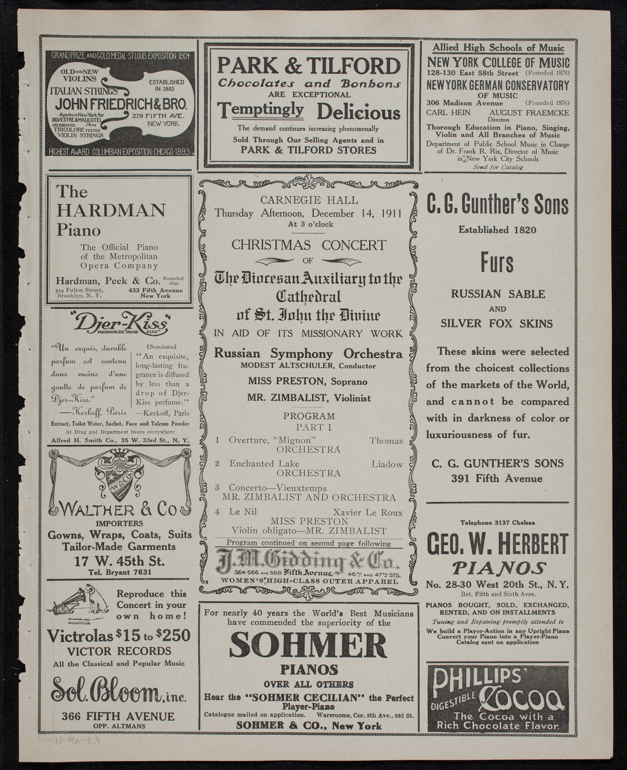 Christmas Concert: Diocesan Auxiliary of the Cathedral of St. John the Divine, December 14, 1911, program page 5