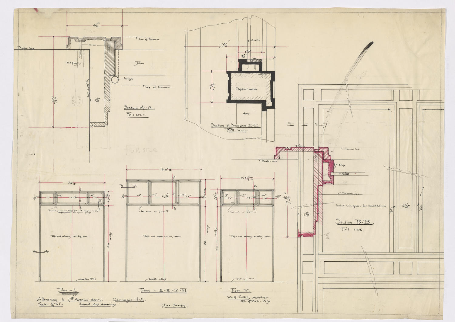 Alterations to 7th Avenue doors, June 30, 1917