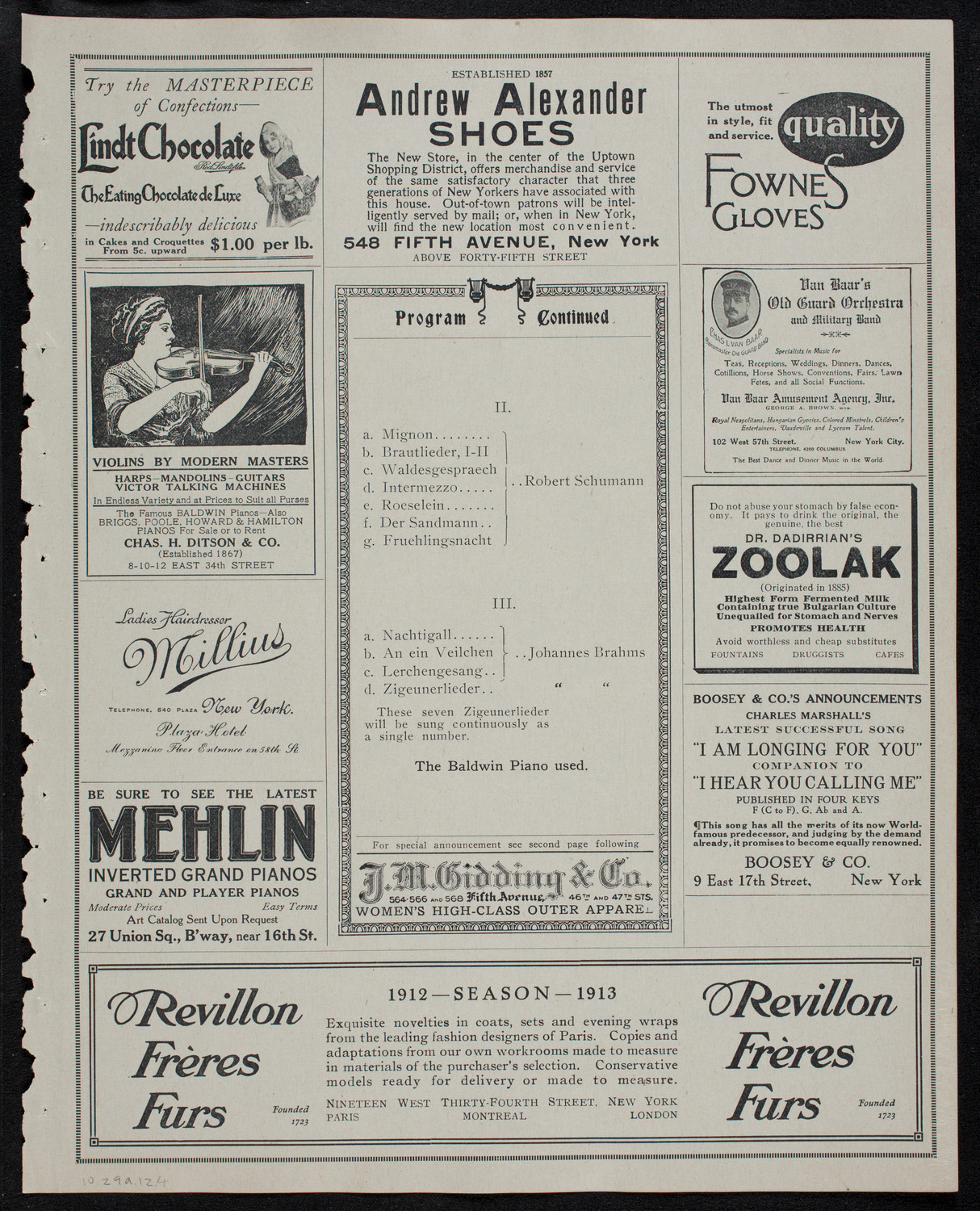 Marcella Sembrich, Soprano, October 29, 1912, program page 7