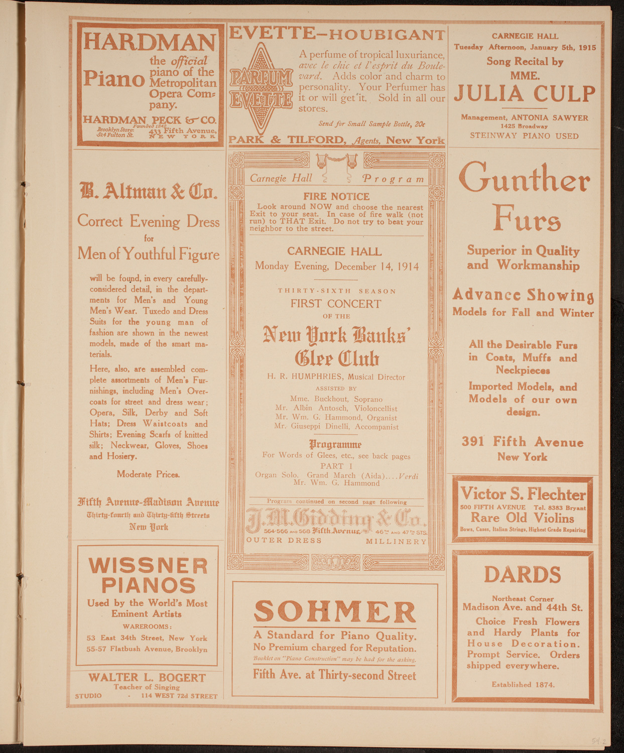 New York Banks' Glee Club, December 14, 1914, program page 5