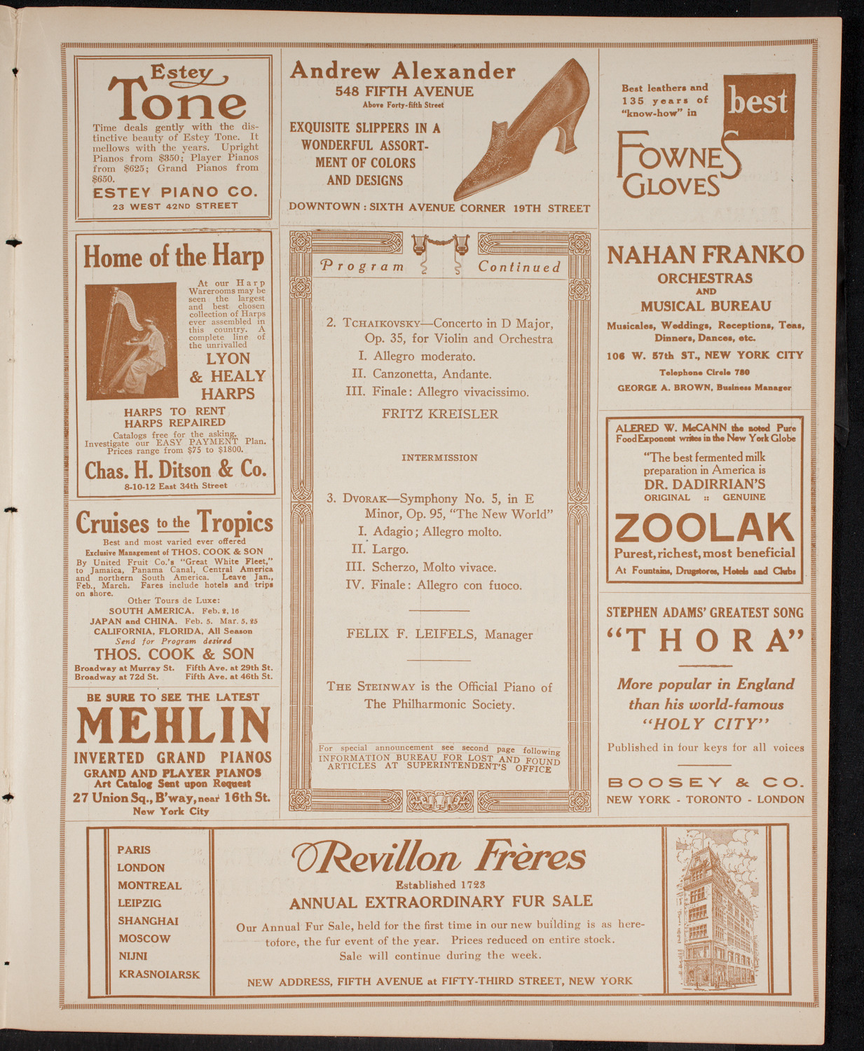 New York Philharmonic, January 23, 1916, program page 7