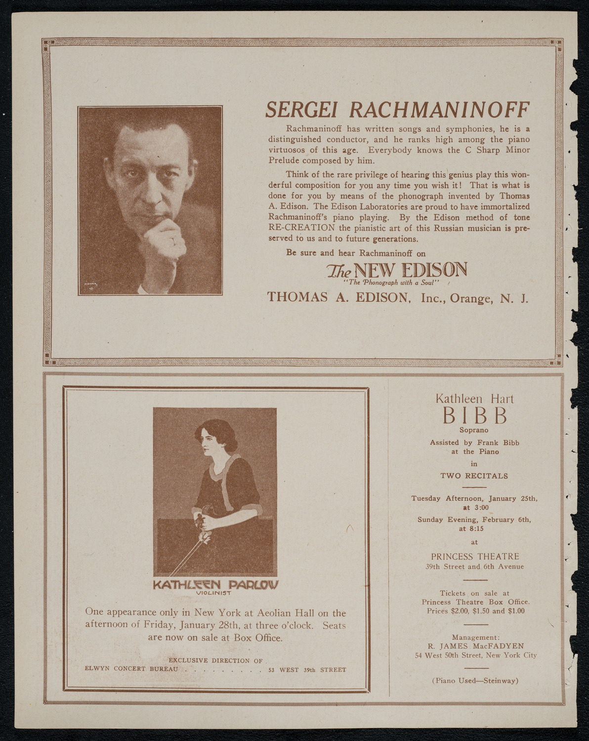 National Symphony Orchestra, January 22, 1921, program page 2