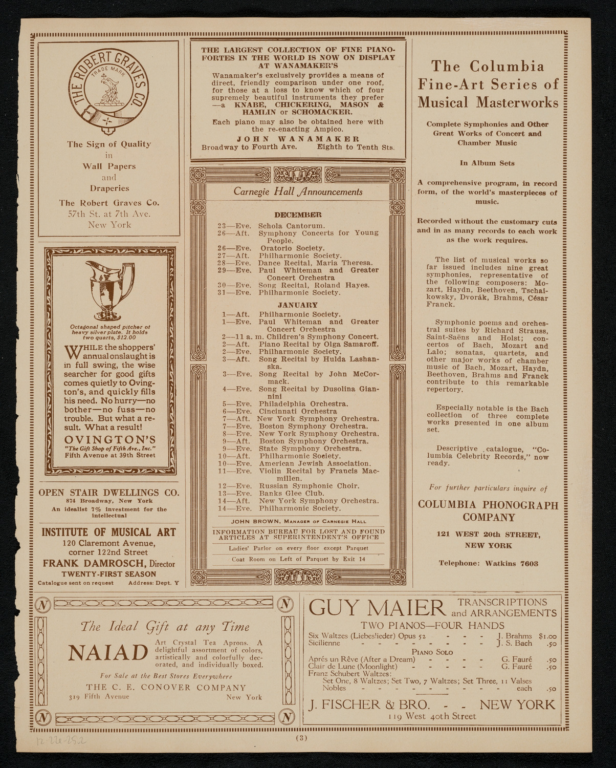 State Symphony Orchestra of New York, December 22, 1925, program page 3