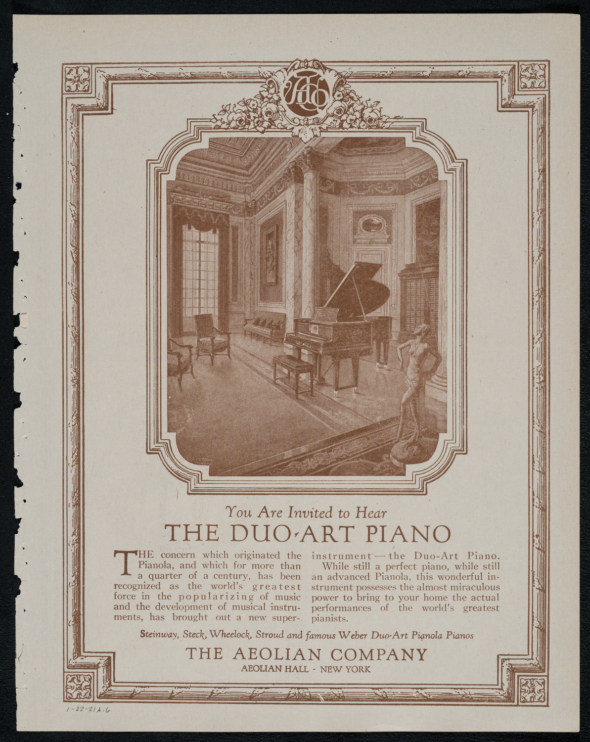 Efrem Zimbalist, Violin, January 22, 1921, program page 11
