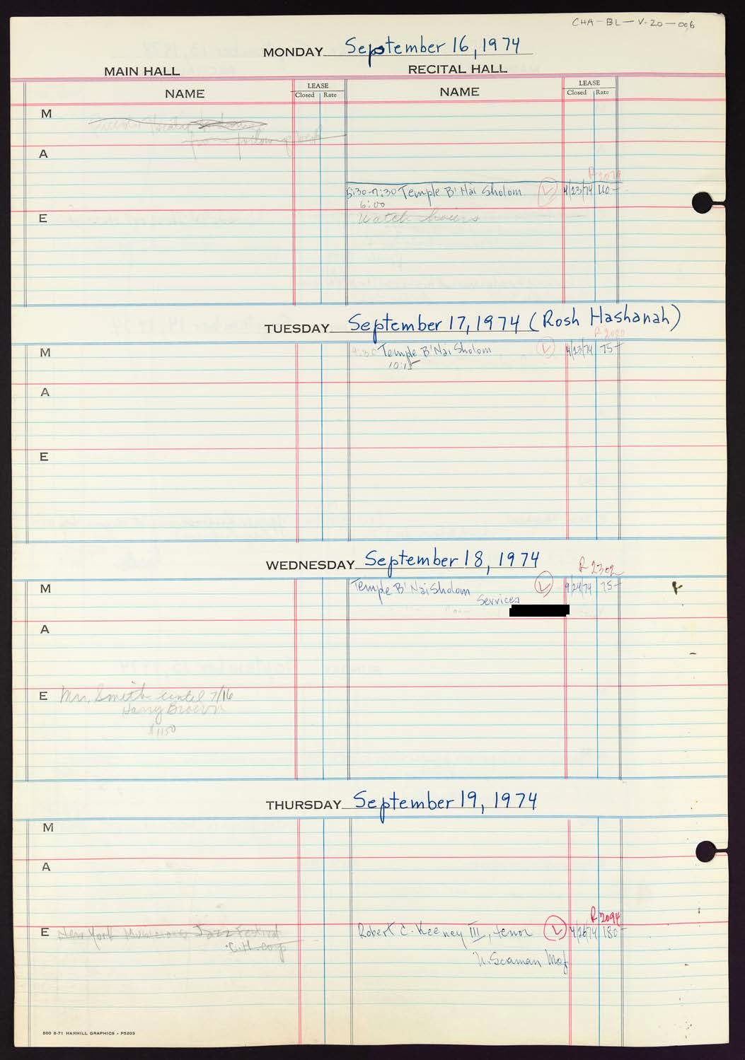 Carnegie Hall Booking Ledger, volume 20, page 6