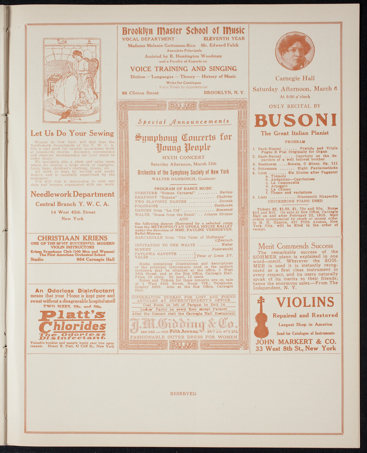 New York Philharmonic, March 5, 1915, program page 9