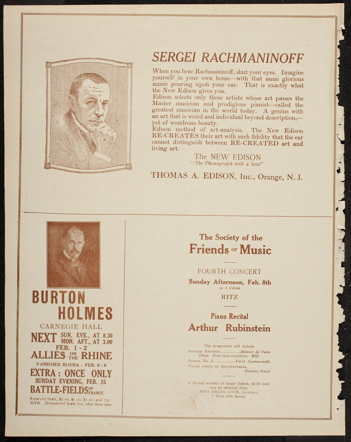 New Symphony Orchestra, January 28, 1920, program page 2