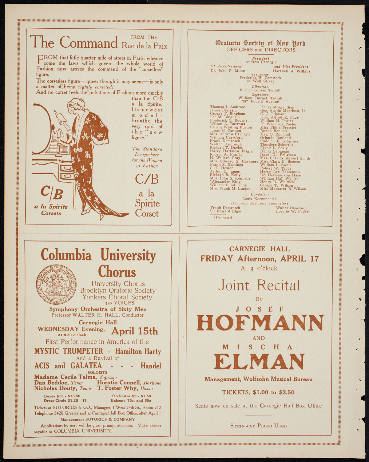 Recital of Jewish Folk Songs, April 4, 1914, program page 8