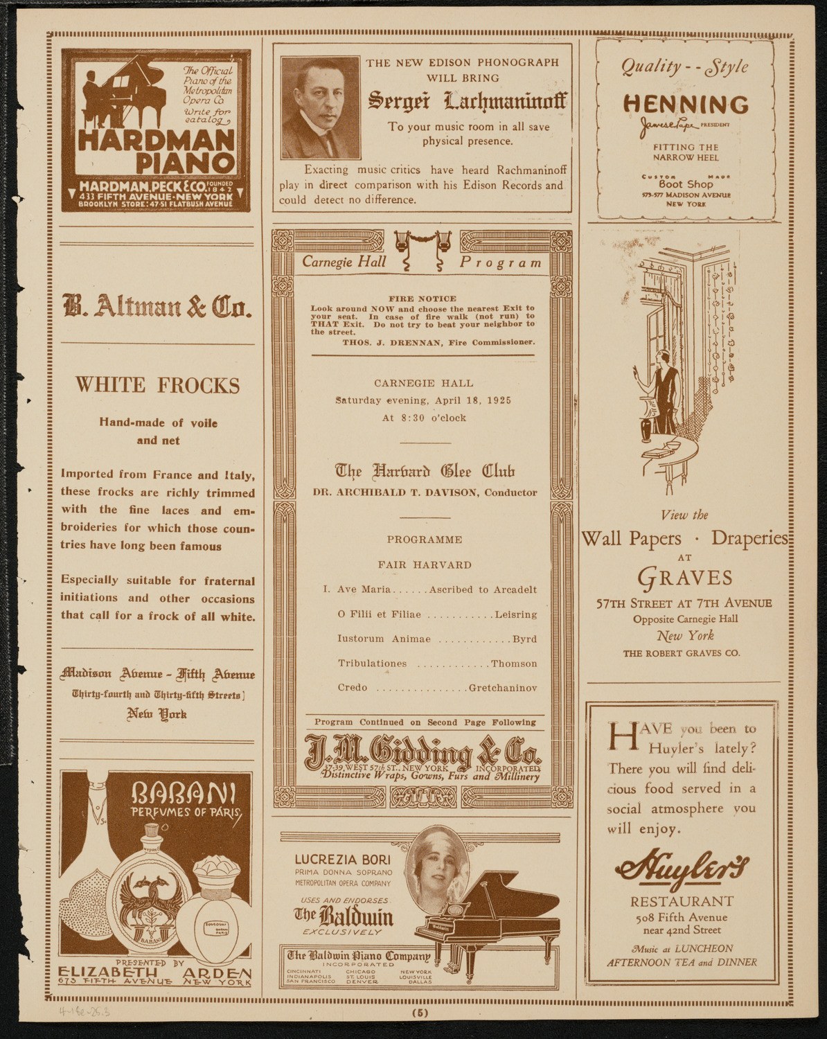 Harvard Glee Club, April 18, 1925, program page 5