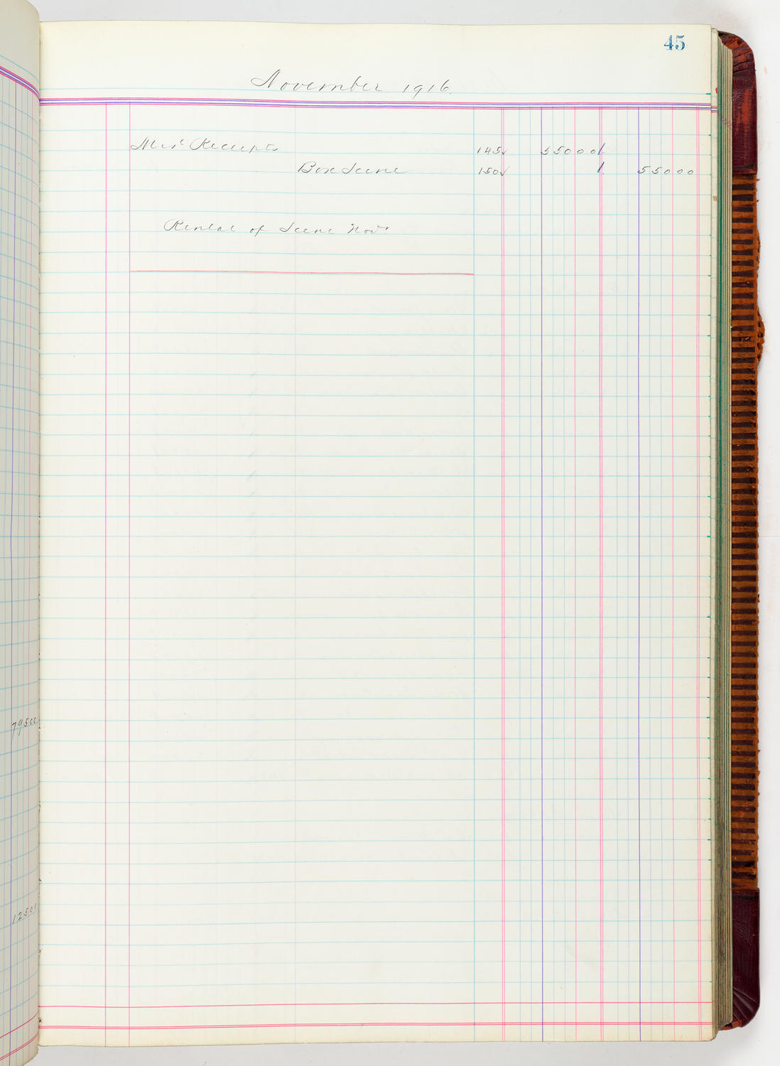 Music Hall Accounting Ledger, volume 5, page 45