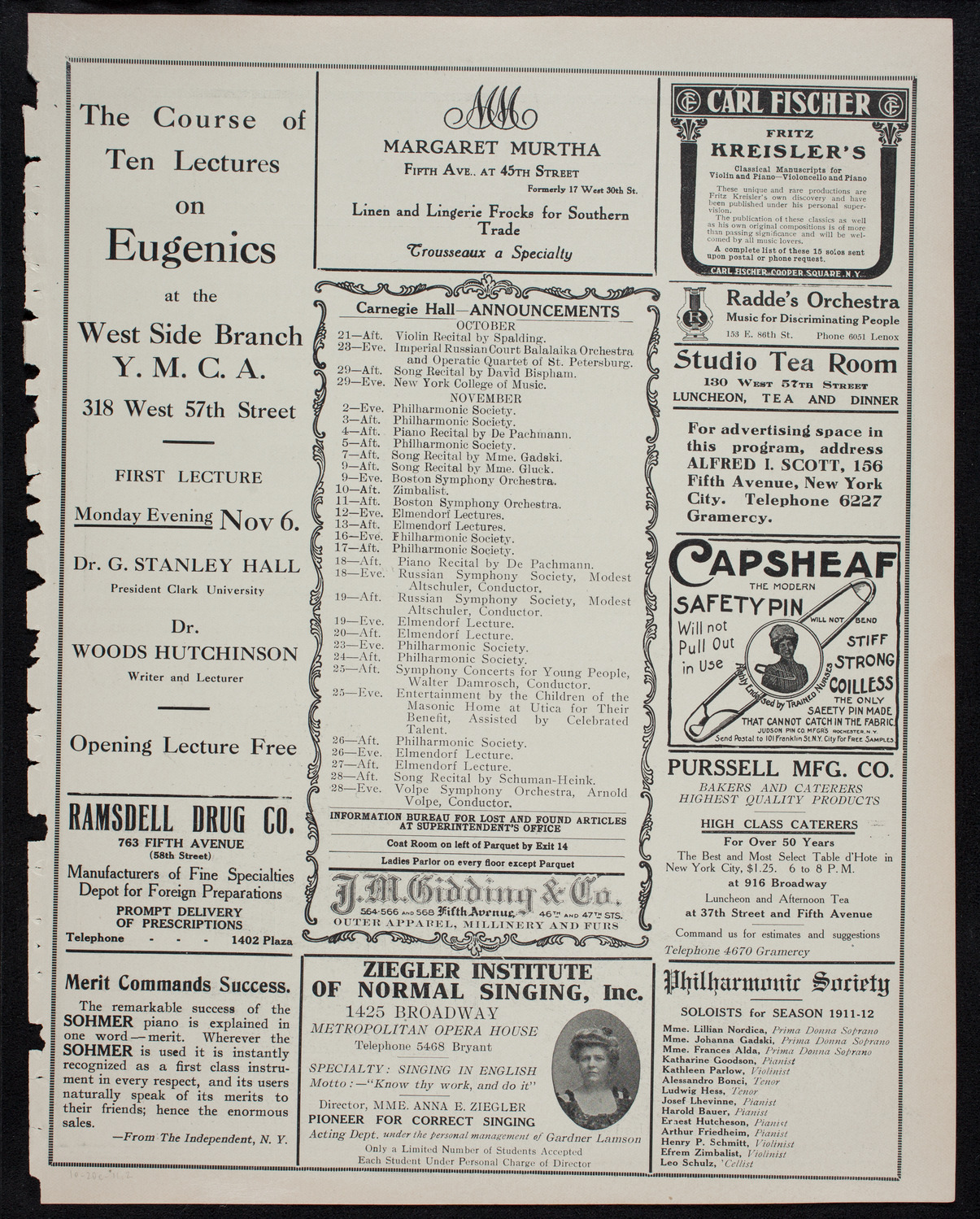 The Civic Forum, October 20, 1911, program page 3