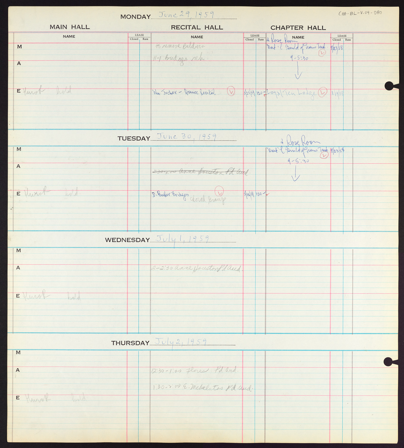 Carnegie Hall Booking Ledger, volume 4, page 80