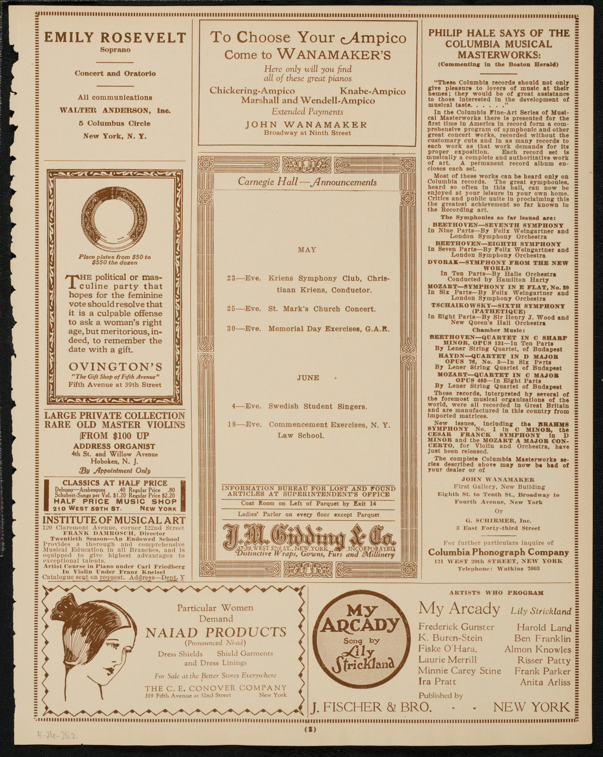 Graduation: College of Pharmacy of the City of New York Columbia University, May 21, 1925, program page 3