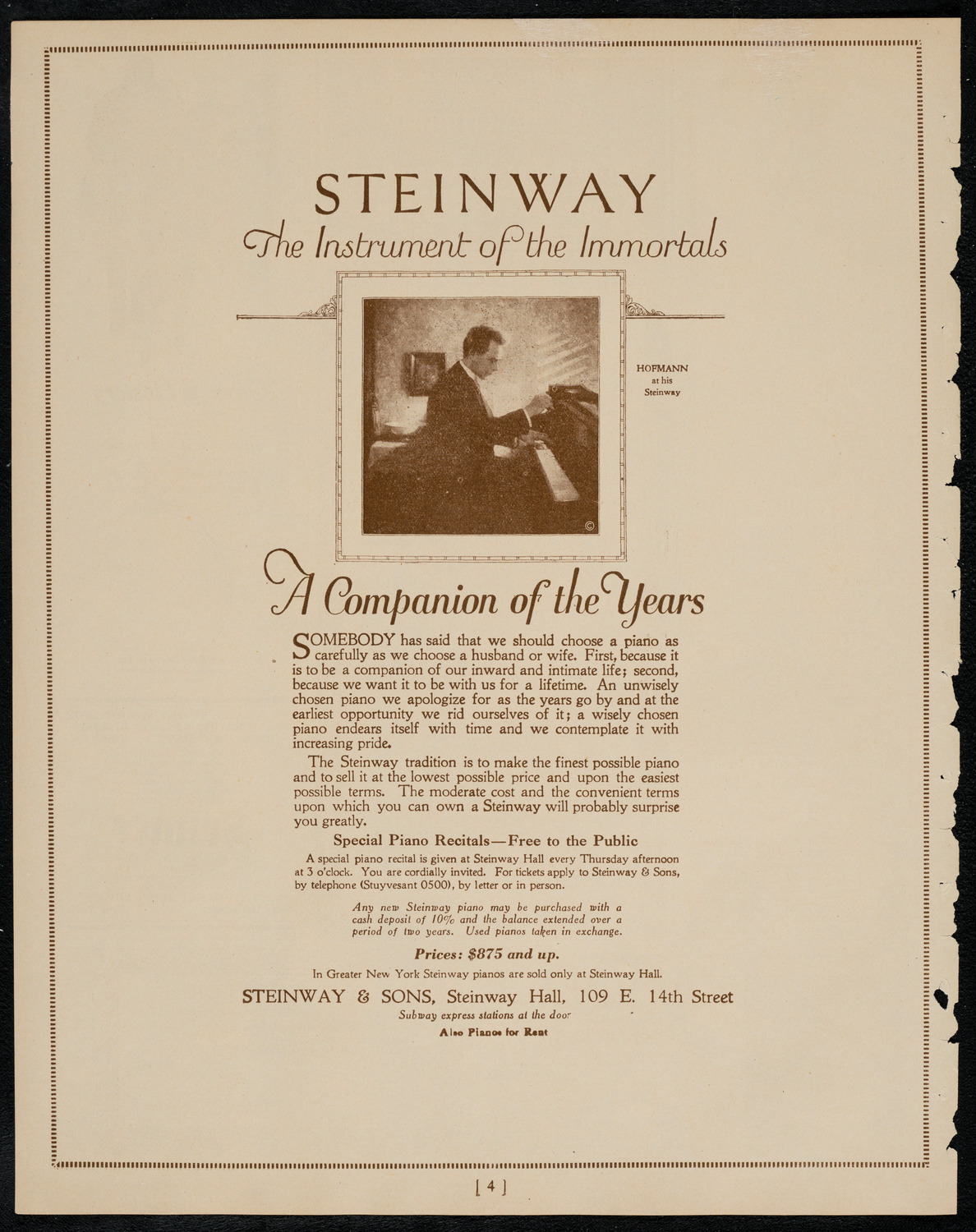 New York Symphony Orchestra, March 2, 1922, program page 4