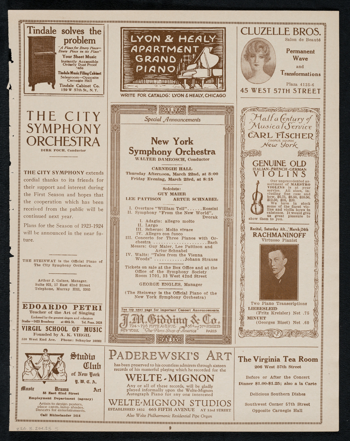 Paul Bender, Baritone, March 20, 1923, program page 9