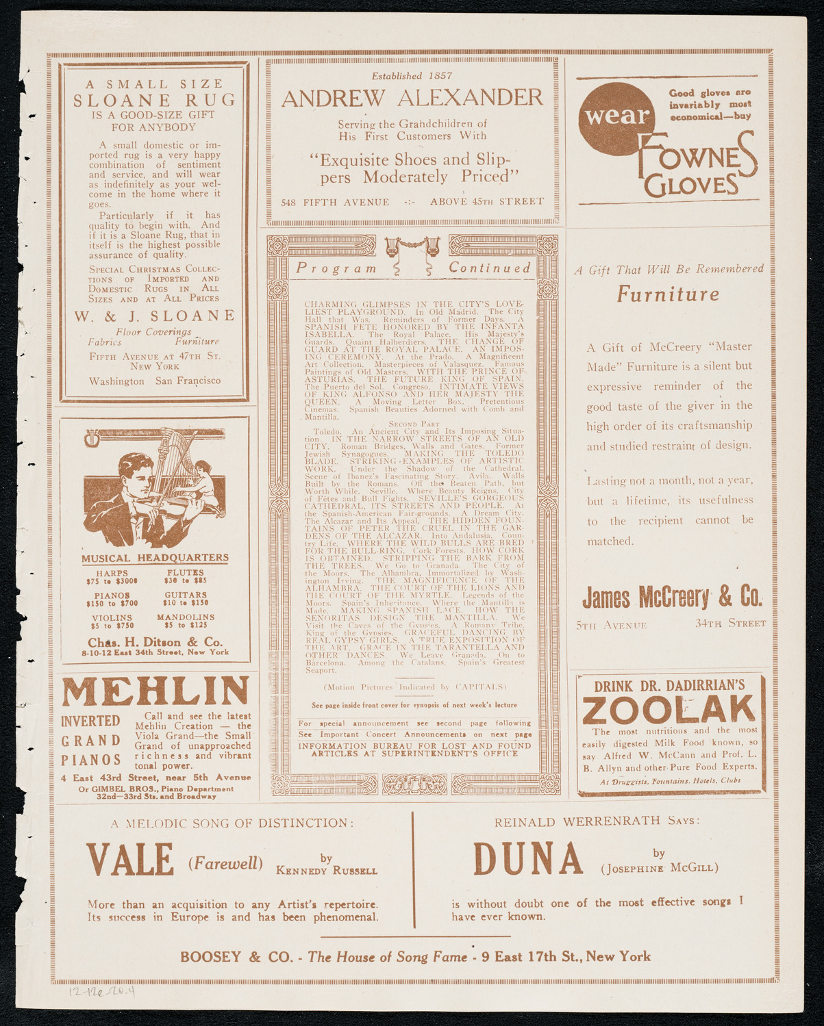 Newman Traveltalks: Spain, December 12, 1920, program page 7