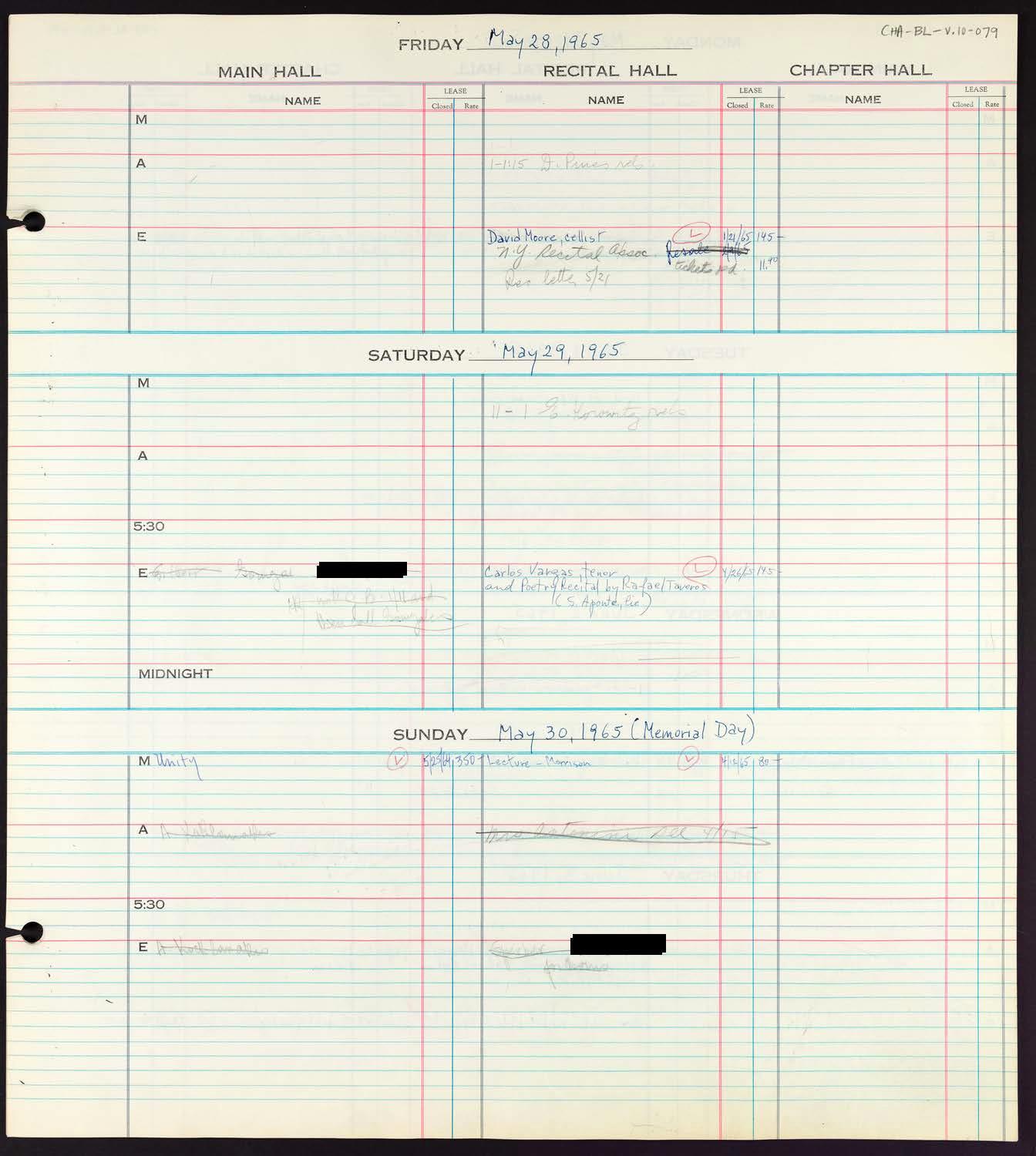Carnegie Hall Booking Ledger, volume 10, page 79