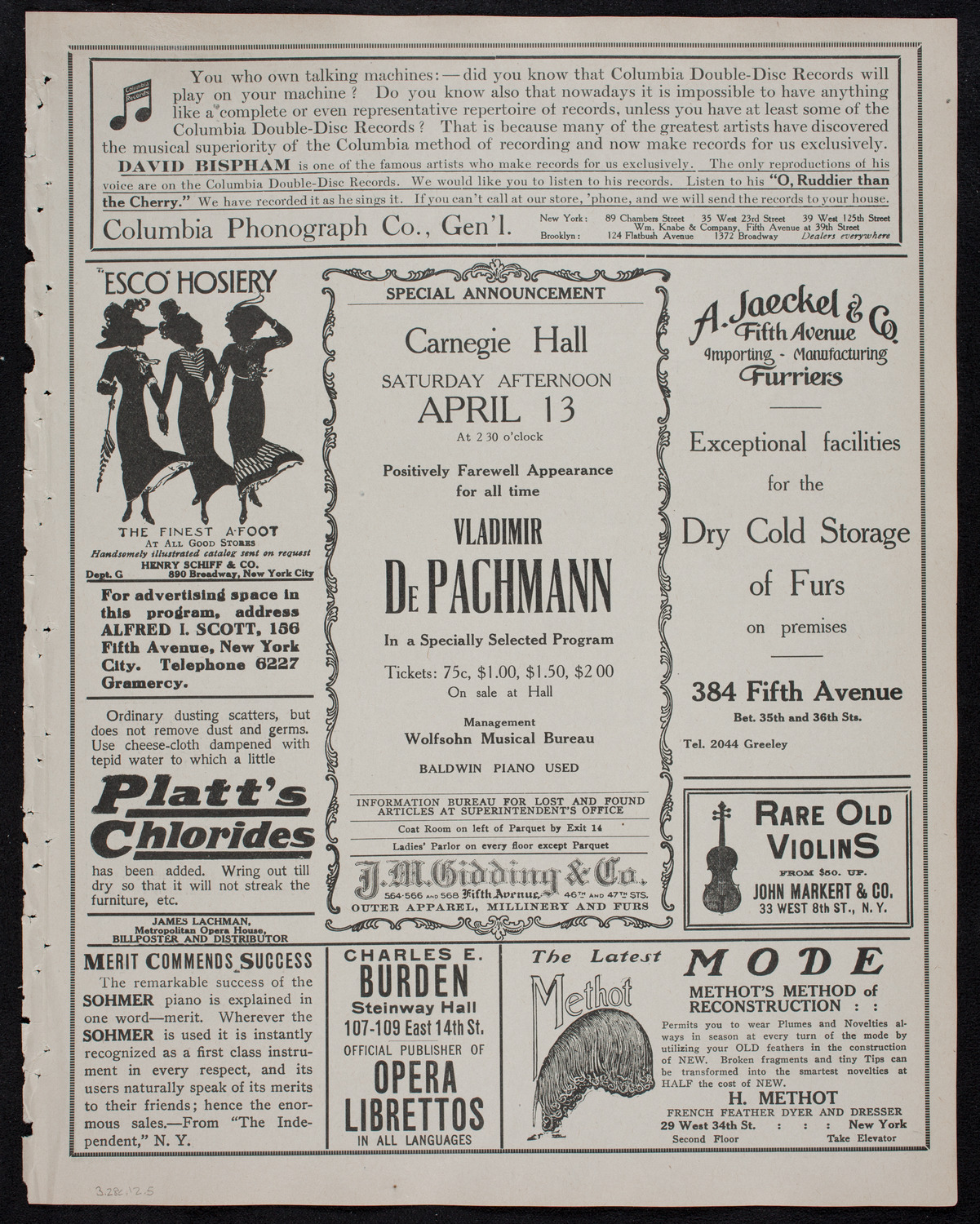 Royal Athenian String Orchestra, March 28, 1912, program page 9